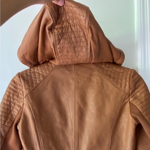 Michael Kors brown leather jacket PXS with gold accents - Picture 3 of 12